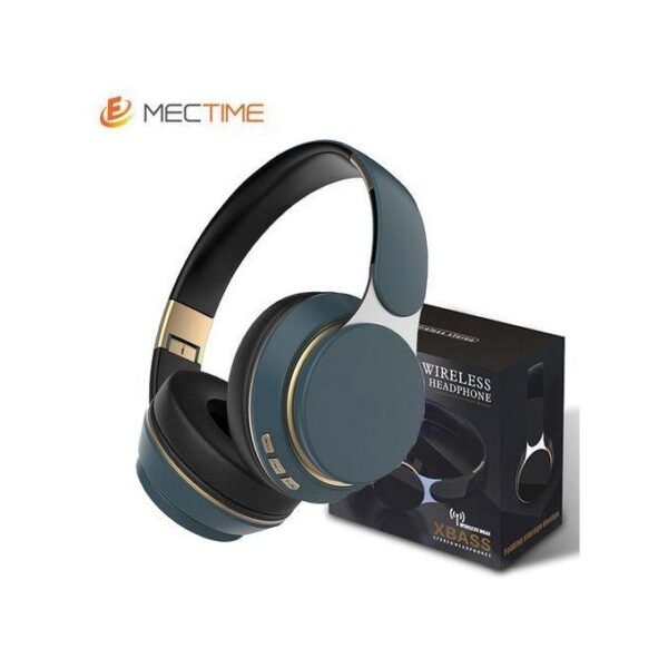 Casque sans fil Bluetooth avec écouteurs stéréo pliables - Bleu foncé