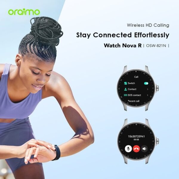 Montre Oraimo Nova R 1,39 pouces Panda Glass IP68 Smart Watch - Noir – Image 2