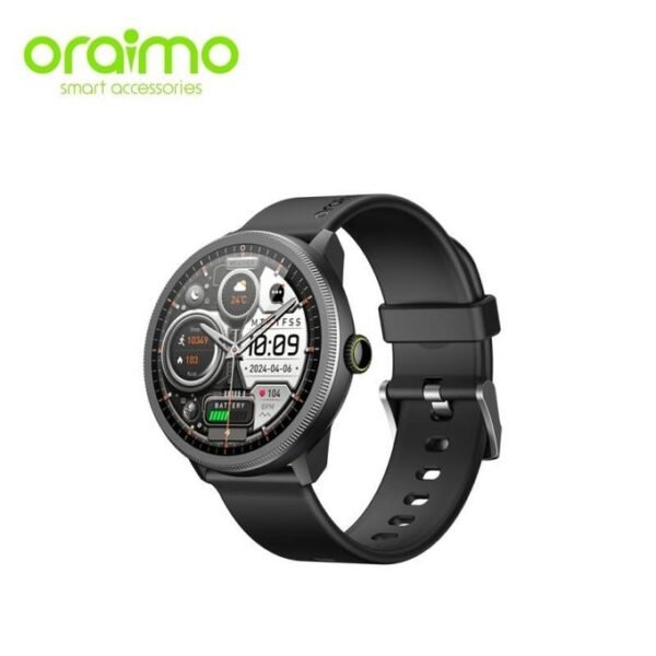 Oraimo Watch 5R – Écran AMOLED 1,43”, Appels HD sans fil, IP68, 100+ Modes Sport, Autonomie 10 Jours – Noir
