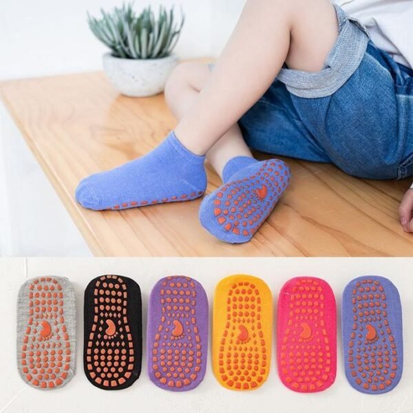 Lot de 6 Paires de Chaussettes Antidérapantes pour Enfants – Garçons et Filles, 1 à 4 Ans